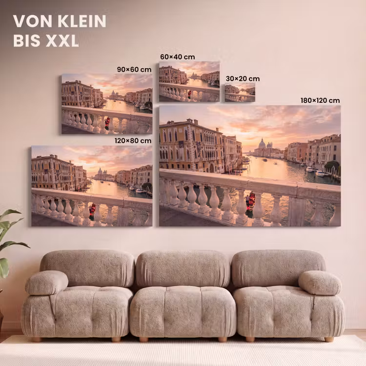 Stad - Venetië - Kanaal - Zonsopgang - Architectuur - Goud canvas 2cm klein -Xsfeer8_DE