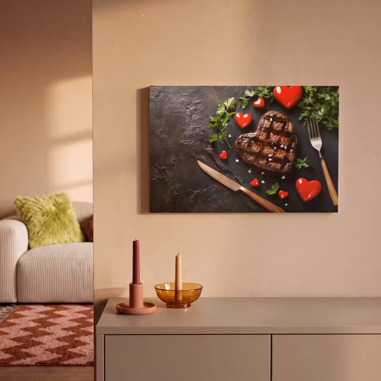 Steak - Hart - Bestek canvas 2cm klein -sfeer1