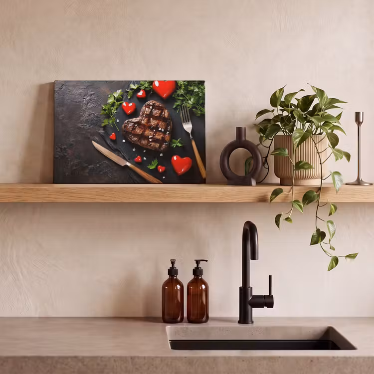 Steak - Hart - Bestek canvas 2cm klein -sfeer3