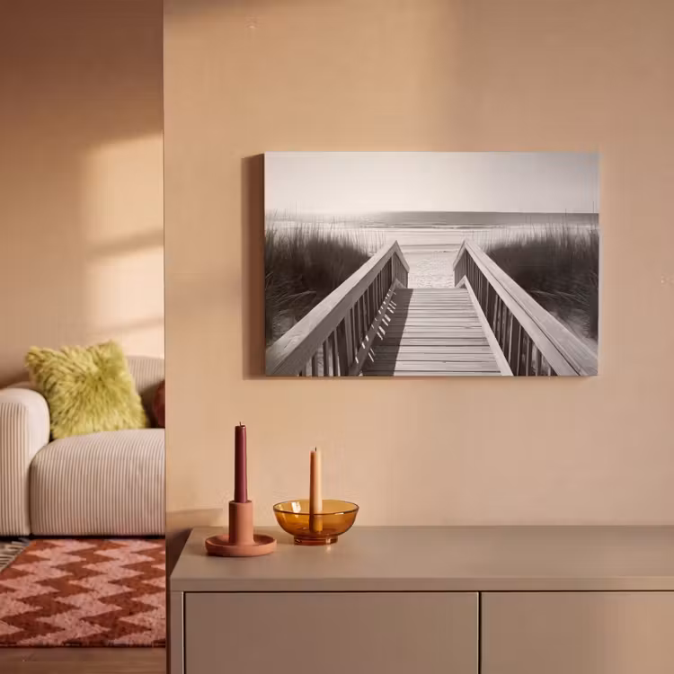 Loopbrug - Hout - Strand - Zee canvas 2cm klein -sfeer1