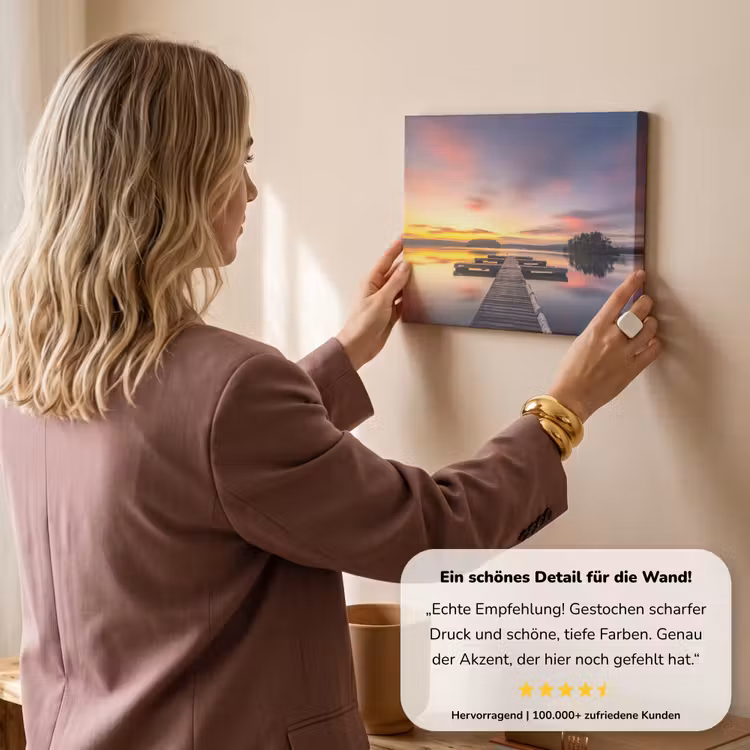 Steg - Sonnenuntergang - Wasser - Meer - Spiegelung canvas 2cm klein -Xsfeer7_DE
