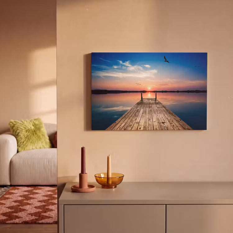 Steiger - Water - Zonsondergang - Roze - Horizon canvas 2cm klein -sfeer1
