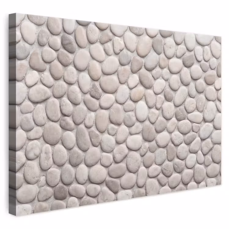 Steen - Kiezel - Natuur - Minimalistisch - Beige canvas 2cm klein -3d