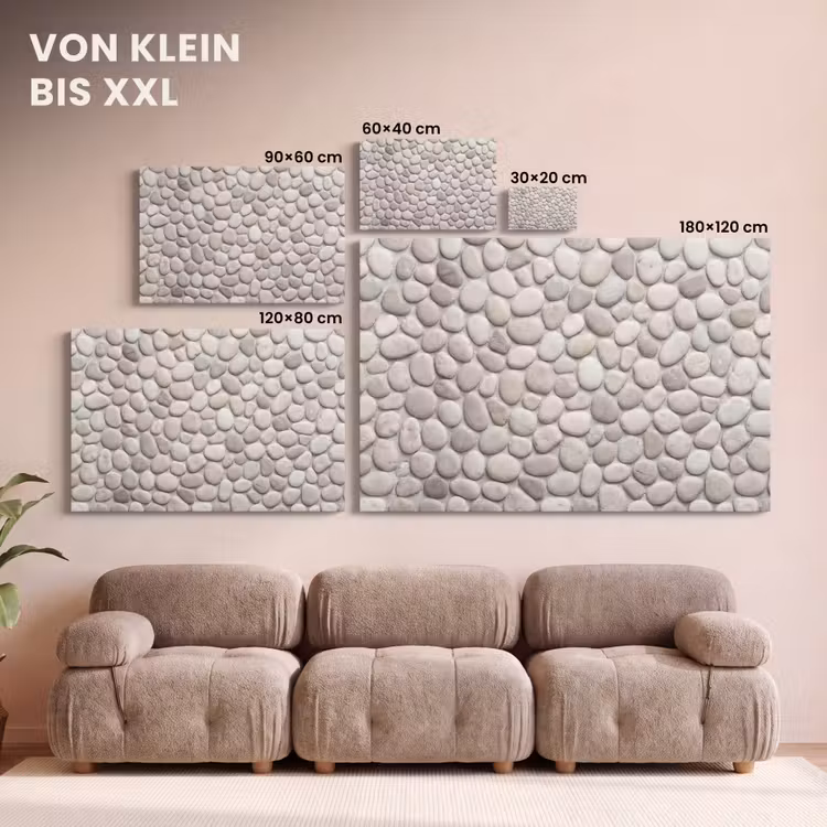Steen - Kiezel - Natuur - Minimalistisch - Beige canvas 2cm klein -Xsfeer8_DE