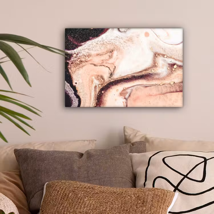 Steen - Marmer - Edelsteen - Abstract - Natuur - Roze canvas 2cm klein -sfeer1
