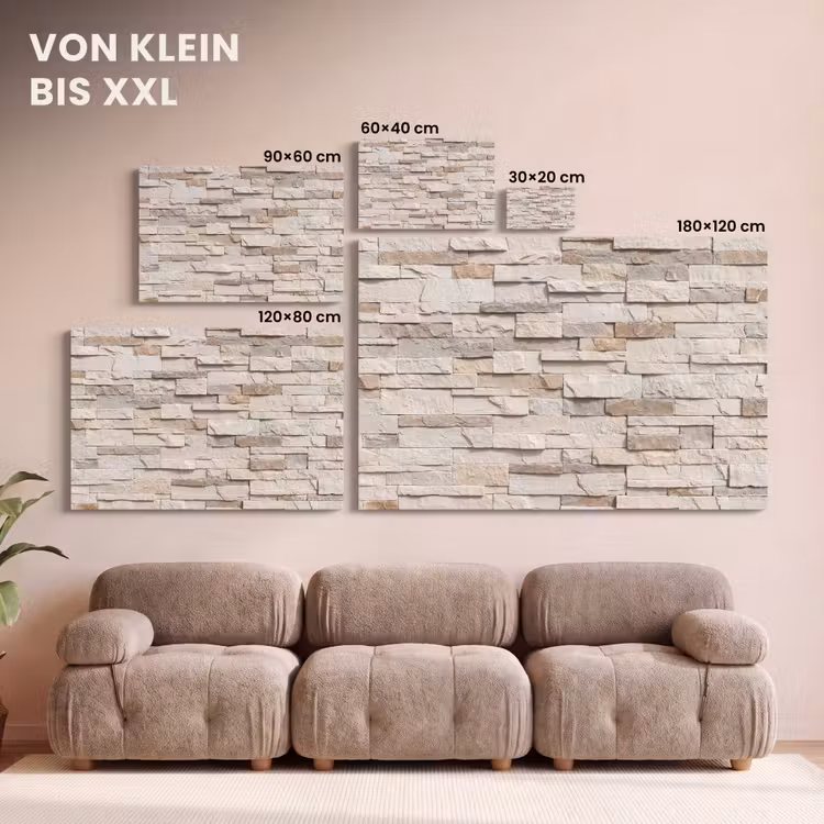 Steen - Muur - Textuur - Rustiek - Beige canvas 2cm klein -Xsfeer8_DE