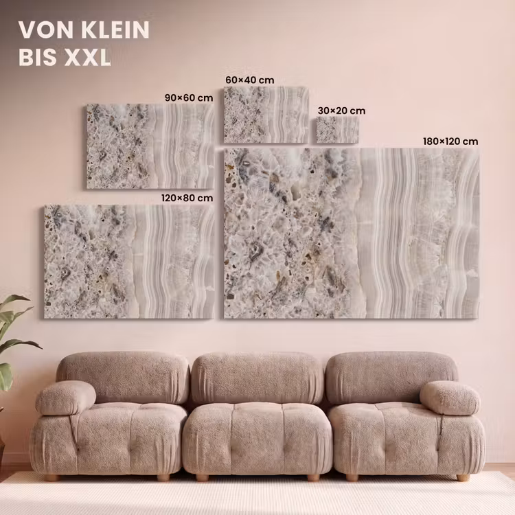 Steen - Textuur - Abstract - Beige - Wit canvas 2cm klein -Xsfeer8_DE