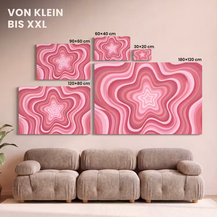 Ster - Golvend - Abstract - Roze canvas 2cm klein -Xsfeer8_DE