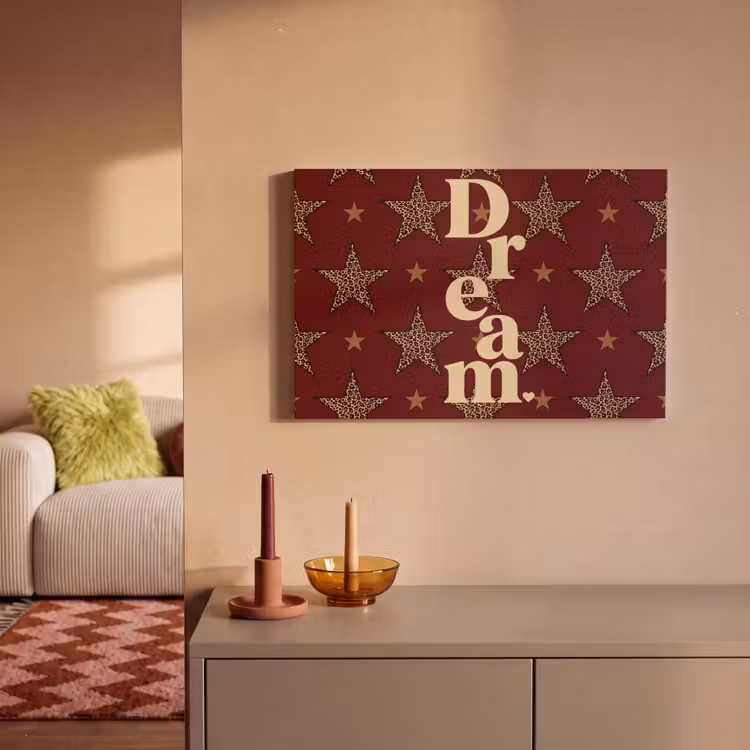 Sterren - Luipaardprint - Dream - Bordeaux canvas 2cm klein -sfeer1