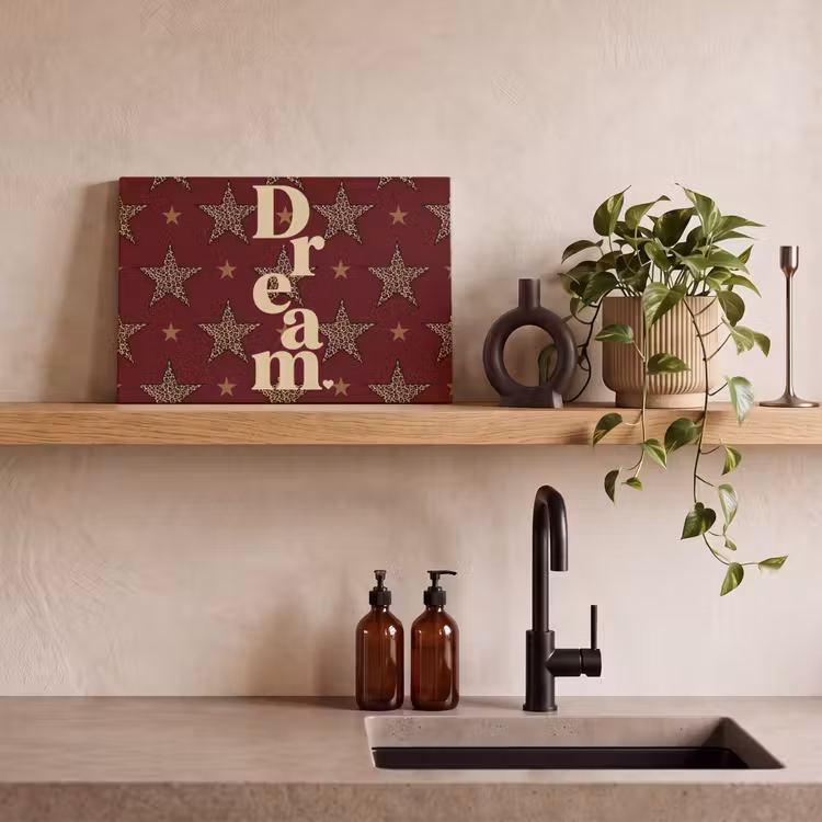 Sterren - Luipaardprint - Dream - Bordeaux canvas 2cm klein -uniquesellingpoint_afwerking-onlywow_DE