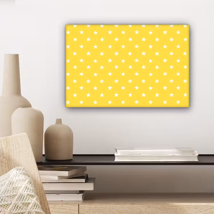 Sterren - Patroon - Minimalistisch - Geel canvas 2cm klein 34 -sfeer6
