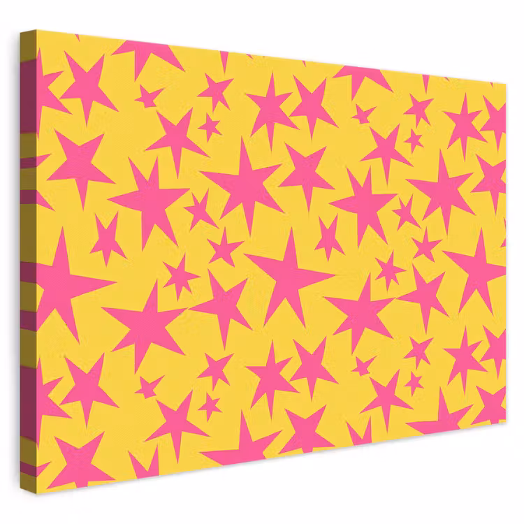 Sterren - Patroon - Roze - Geel canvas 2cm klein 34 -3d