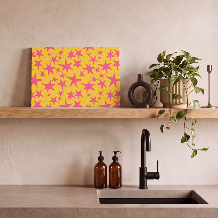 Sterren - Patroon - Roze - Geel canvas 2cm klein 34 -sfeer3