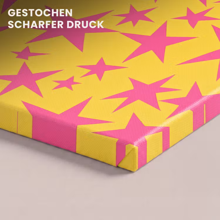 Sterren - Patroon - Roze - Geel canvas 2cm klein 34 -closeup_print_DE