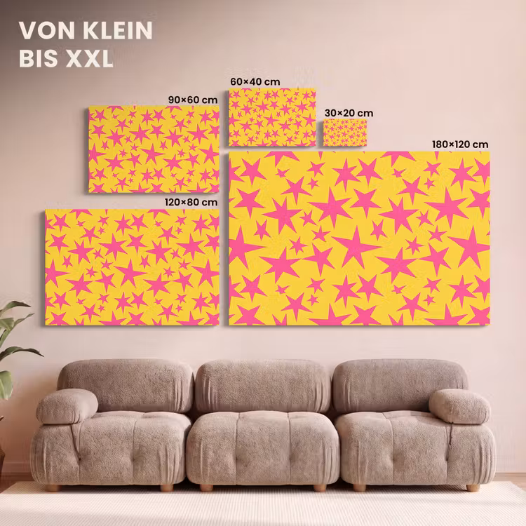 Sterren - Patroon - Roze - Geel canvas 2cm klein 34 -Xsfeer8_DE