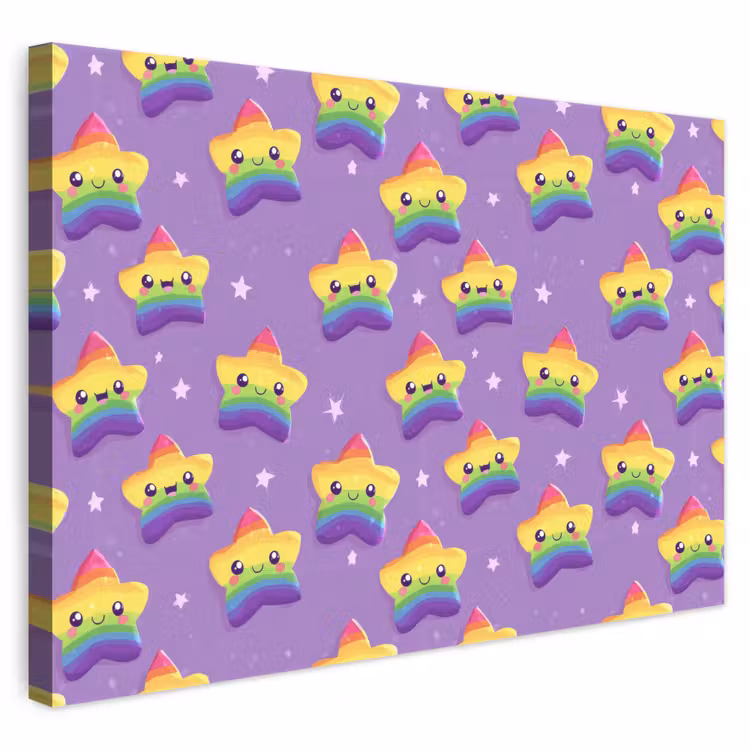 Sterren - Regenboog - Paars canvas 2cm klein 34 -3d