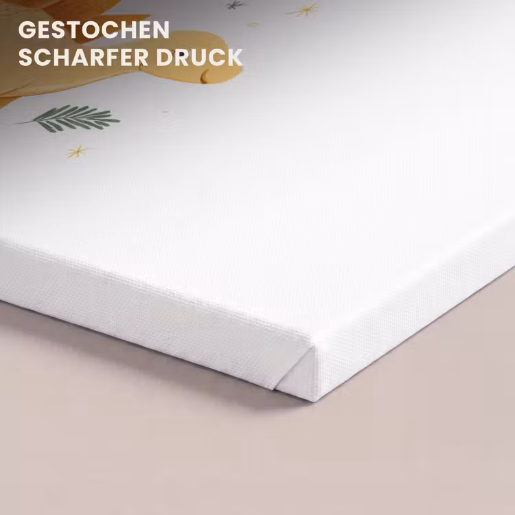 Sterren - Stegosaurussen - Blaadjes - Groen canvas 2cm klein -uniquesellingpoint_afwerking-onlywow_DE