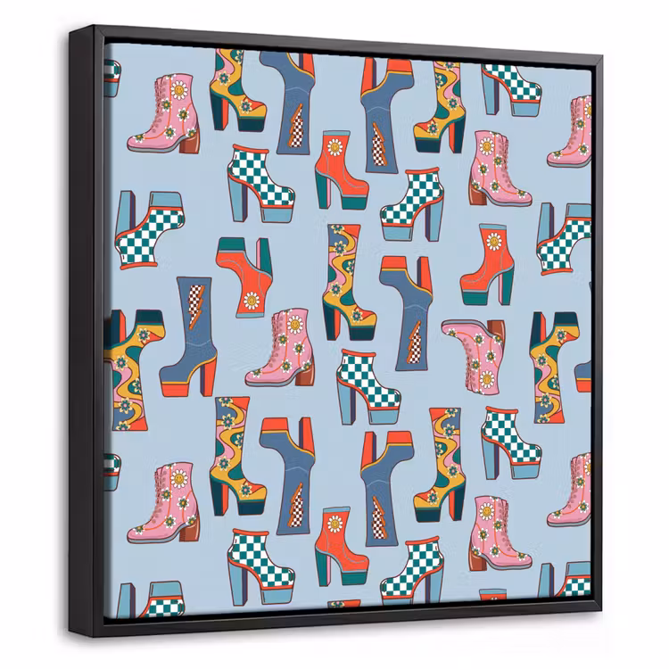 Laarzen - Patroon - Disco Canvas met baklijst klein 1124 -threedimensional_3d_global