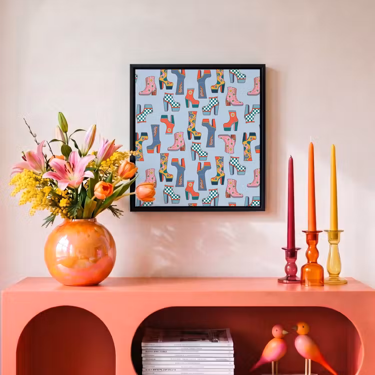 Laarzen - Patroon - Disco Canvas met baklijst klein 1124 -atmosphere_sfeer3_global