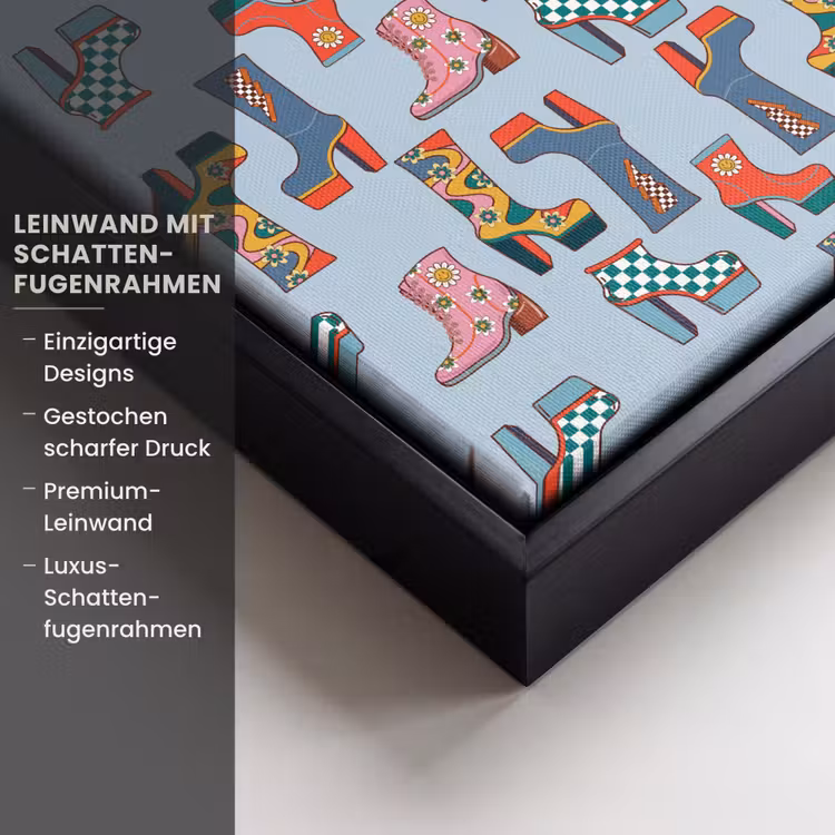 Laarzen - Patroon - Disco Canvas met baklijst klein 1124 -uniquesellingpoint_productkenmerken_DE
