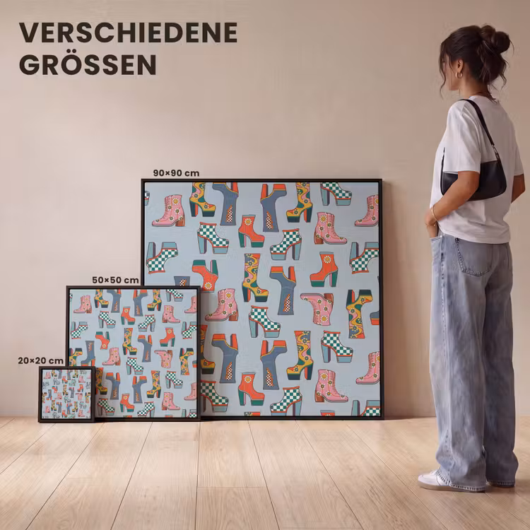 Laarzen - Patroon - Disco Canvas met baklijst klein 1124 -comparison_formatenoverzicht_DE