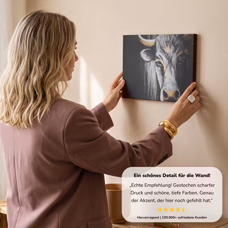 Stier - Hoorns - Snuit - Goud canvas 2cm klein -sfeer3