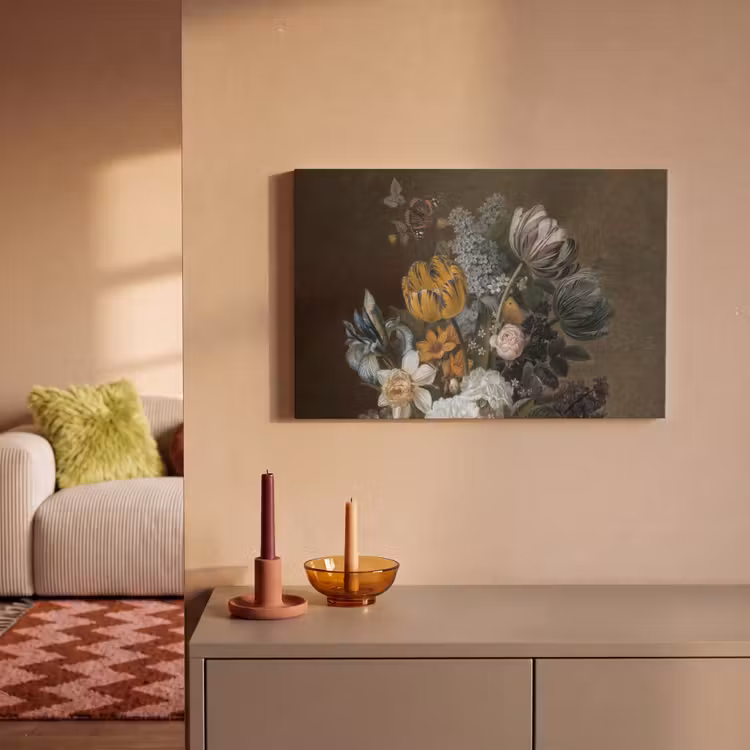 Stilleven met bloemen - Schilderij van Eelke Jelles Eelkema canvas 2cm klein -sfeer1