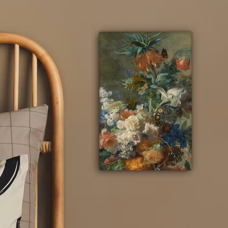 Stilleven met bloemen - Schilderij van Jan van Huysum canvas 2cm klein -sfeer3