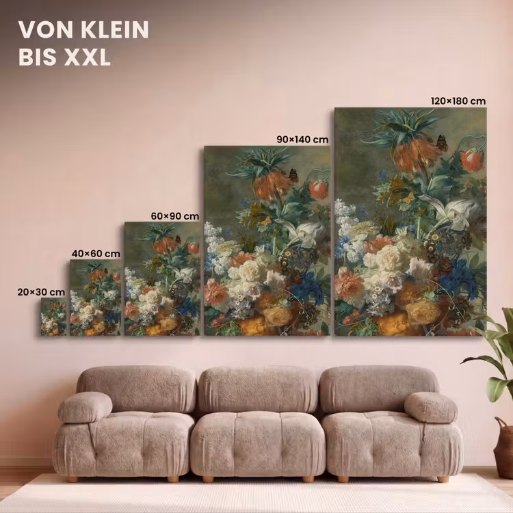Stilleven met bloemen - Schilderij van Jan van Huysum canvas 2cm klein -Xsfeer8_DE
