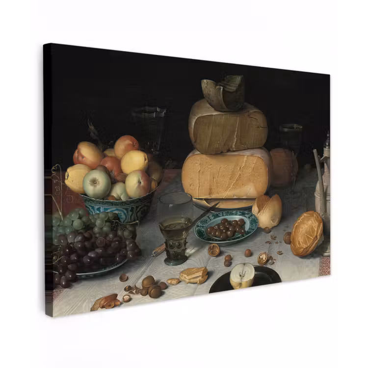 Stilleven met kazen - Schilderij van Floris Claesz. van Dijck canvas 2cm klein -z3d