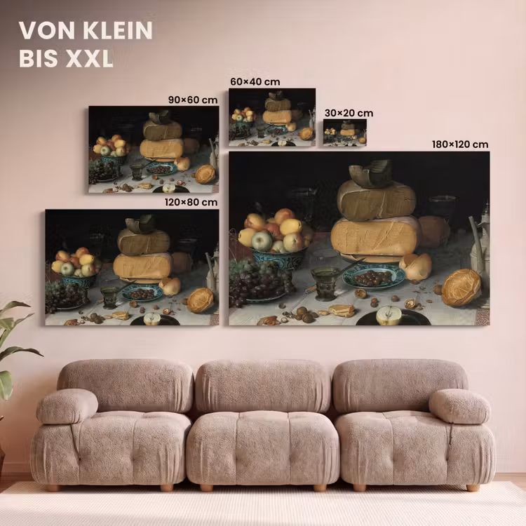 Stilleven met kazen - Schilderij van Floris Claesz. van Dijck canvas 2cm klein -Xsfeer8_DE