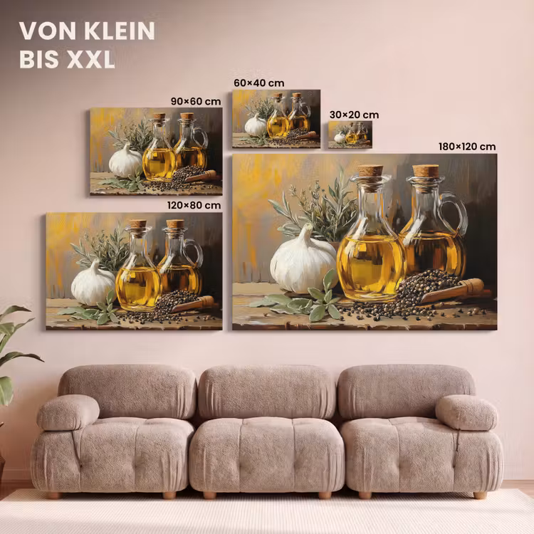 Stilleven - Olijfolie - Knoflook - Kruiden canvas 2cm klein -Xsfeer8_DE