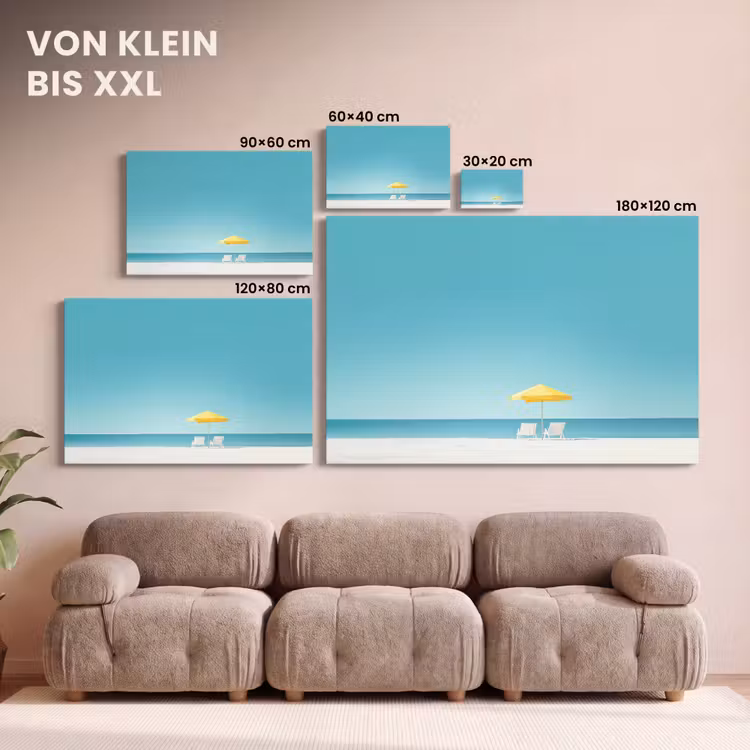 Strand - Blauwe lucht - Geel - Parasol canvas 2cm klein -Xsfeer8_DE