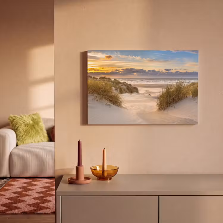 Strand - Duin - Gras - Zonsondergang - Zee canvas 2cm klein -sfeer1
