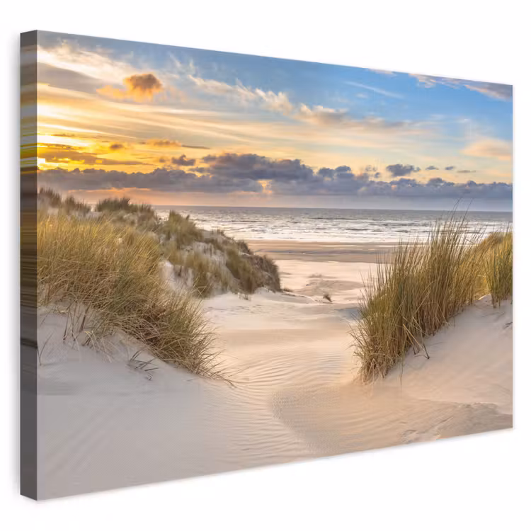 Strand - Duin - Gras - Zonsondergang - Zee canvas 2cm klein -3d