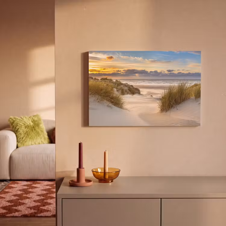 Strand - Duin - Gras - Zonsondergang - Zee canvas 2cm klein -sfeer1