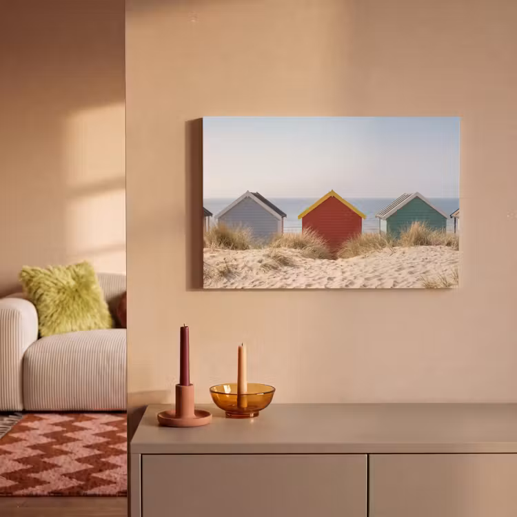 Strand - Huisjes - Kleurrijk - Duinen canvas 2cm klein -sfeer1