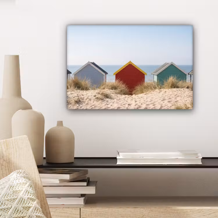 Strand - Huisjes - Kleurrijk - Duinen canvas 2cm klein -closeup_print_DE