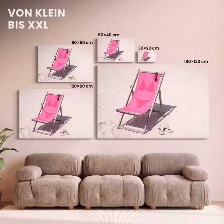 Strand - Ligstoel - Badkleding - Zomer - Roze canvas 2cm klein -Xsfeer8_DE