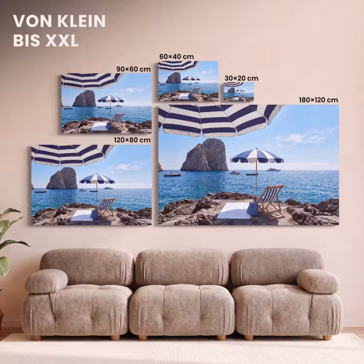 Strand - Ligstoel - Parasol - Zomer - Blauw canvas 2cm klein -Xsfeer8_DE