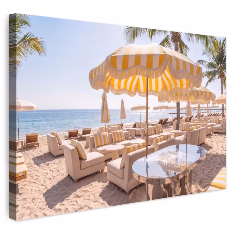 Strand - Ligbedden - Vakantie - Modern - Geel canvas 2cm klein -3d
