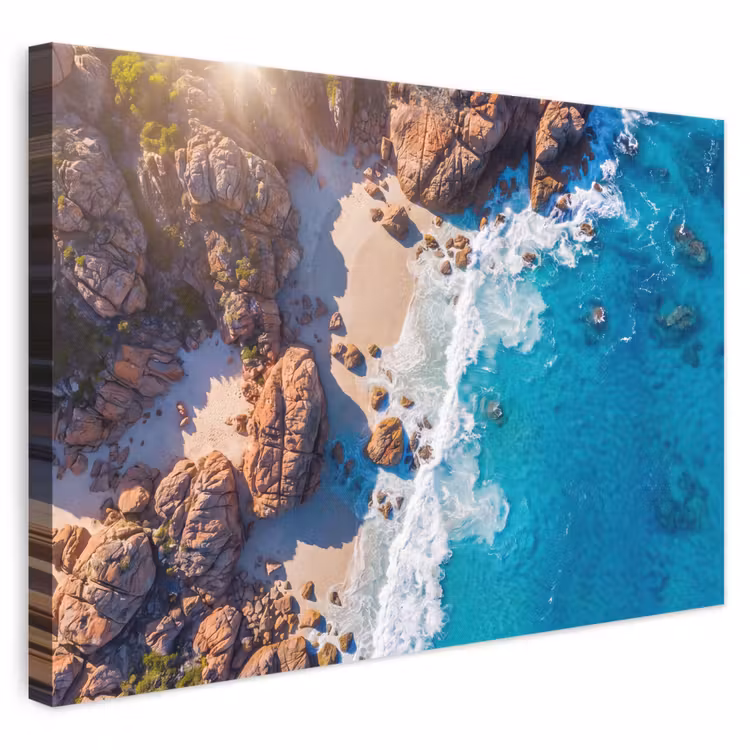 Strand - Zee - Rotsen - Natuur - Blauw canvas 2cm klein -3d