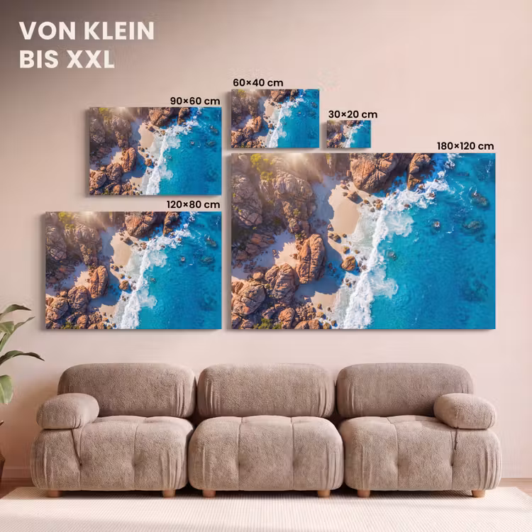 Strand - Zee - Rotsen - Natuur - Blauw canvas 2cm klein -Xsfeer8_DE