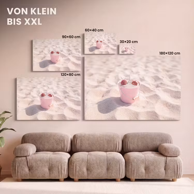 Strand - Schelpen - Zomer - Roze - Decoratie canvas 2cm klein -Xsfeer8_DE