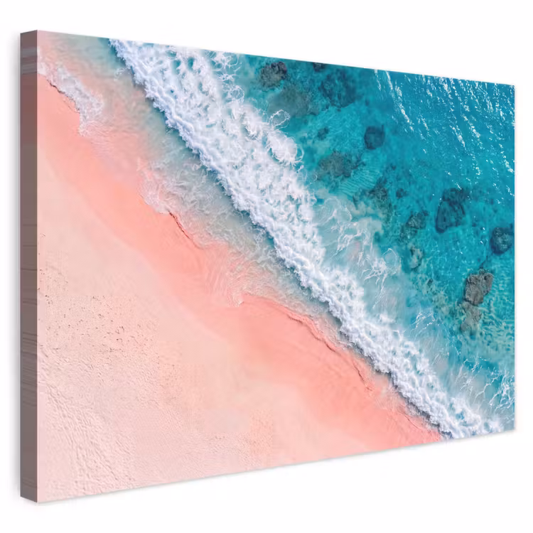 Strand - Oceaan - Golven - Roze Zand - Natuur canvas 2cm klein -3d