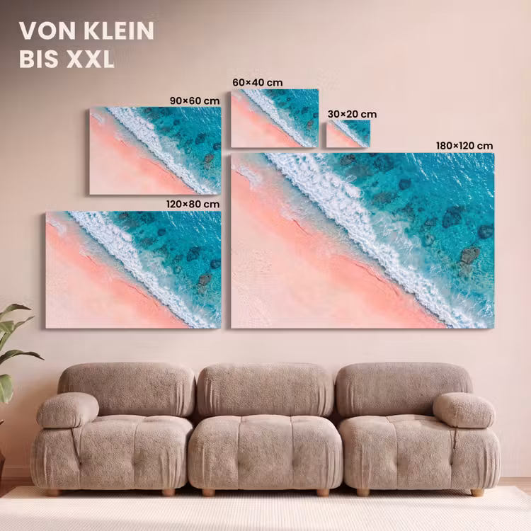 Strand - Oceaan - Golven - Roze Zand - Natuur canvas 2cm klein -Xsfeer8_DE