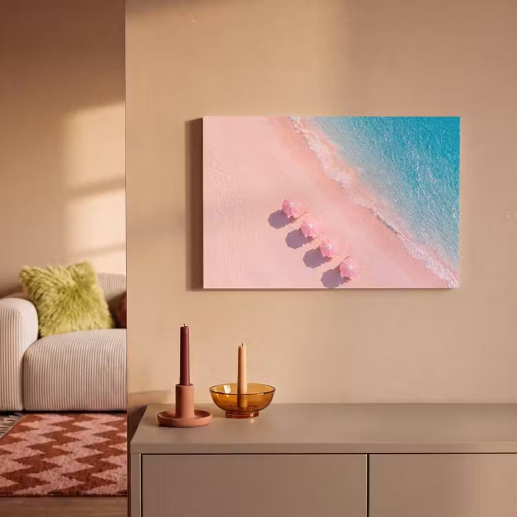 Strand - Roze zand - Zee - Zomer - Natuur canvas 2cm klein -sfeer1