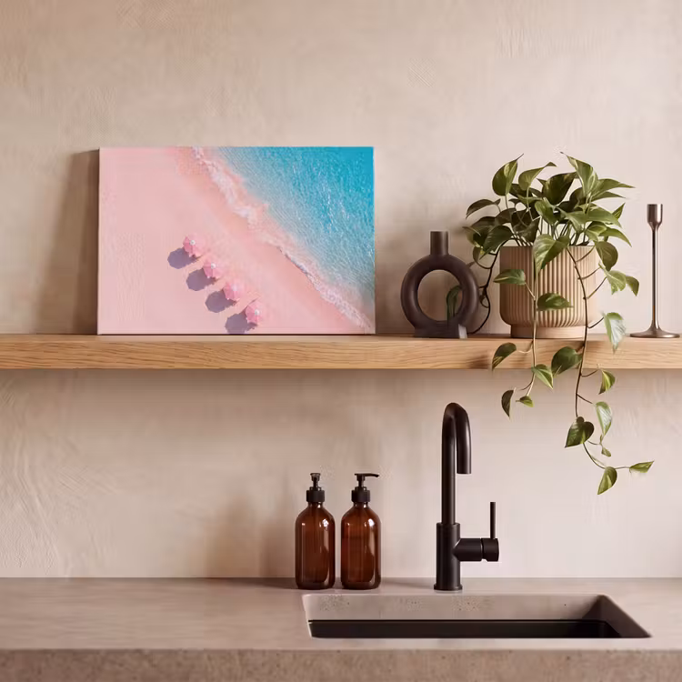 Strand - Roze zand - Zee - Zomer - Natuur canvas 2cm klein -sfeer3