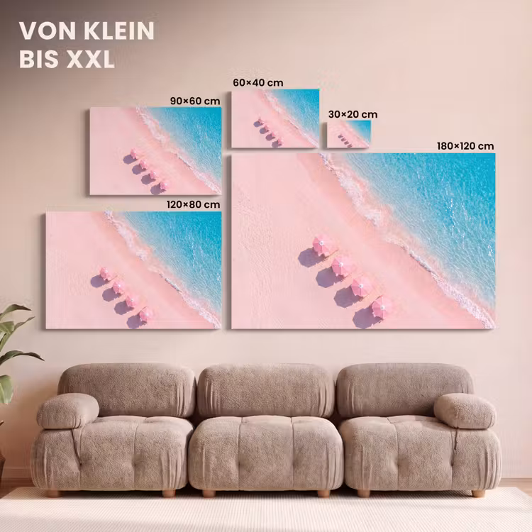 Strand - Roze zand - Zee - Zomer - Natuur canvas 2cm klein -Xsfeer8_DE