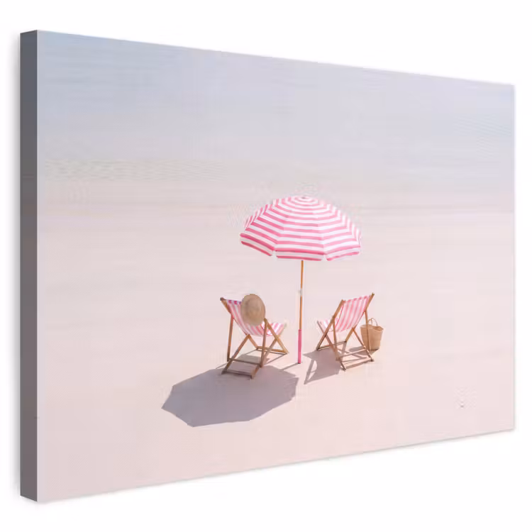 Strand - Parasol - Ligstoel - Zomer - Roze canvas 2cm klein -3d